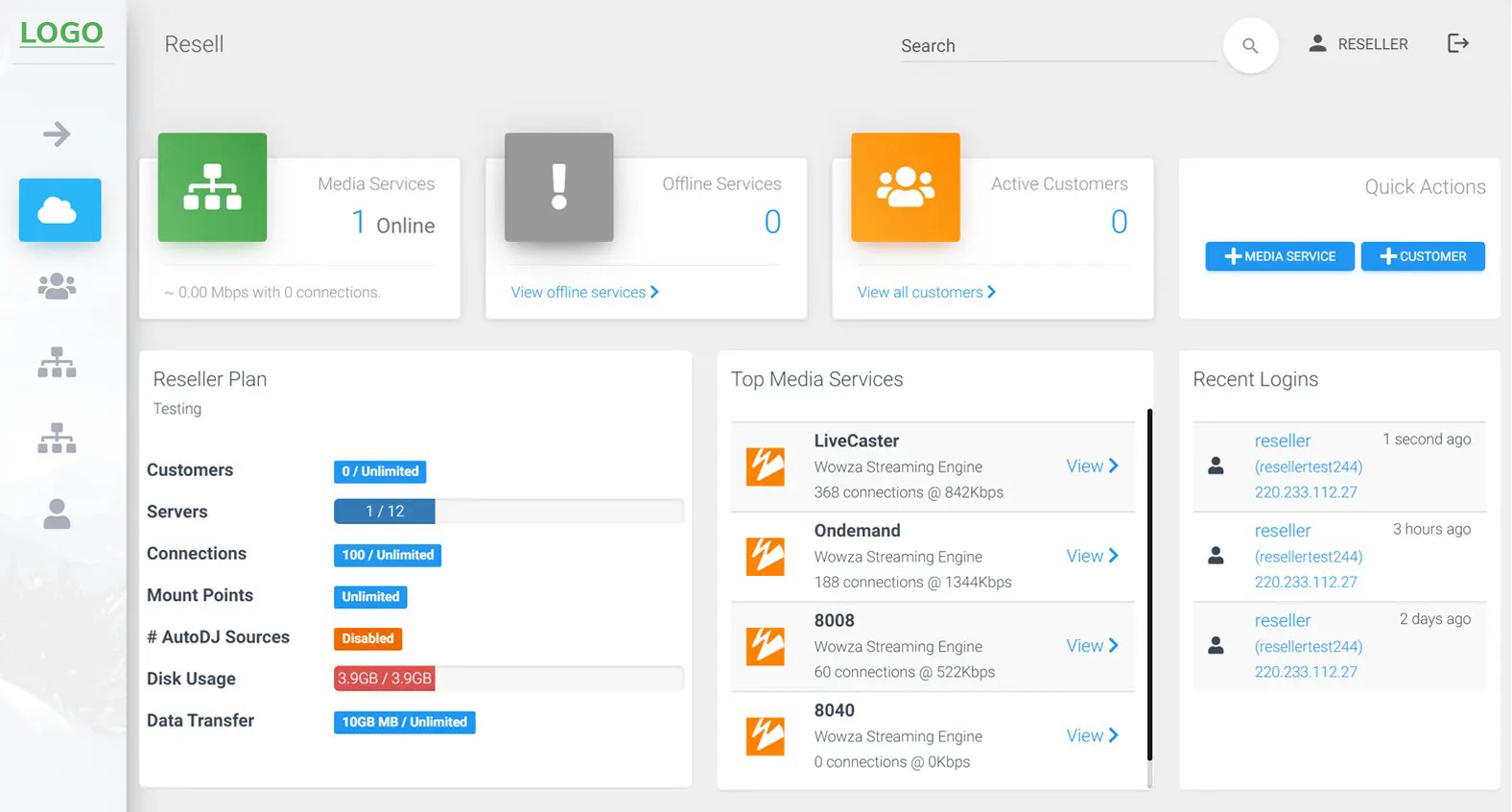 Reseller account management illustration